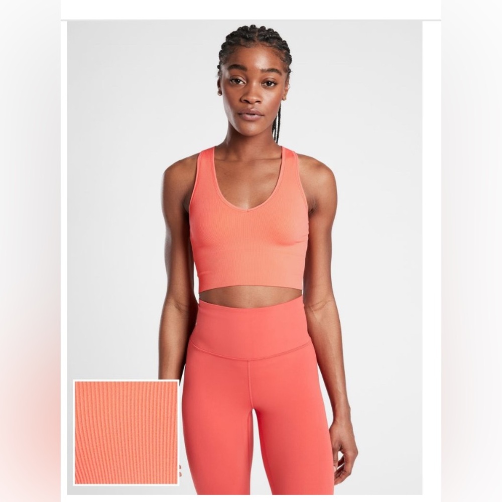 New w/ tags Athleta Aurora Crop Rib Tank size small MSRP $44 neon orange